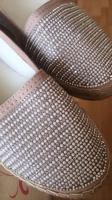 Espadryle ozdobne świecące złote srebrne cyrkonie