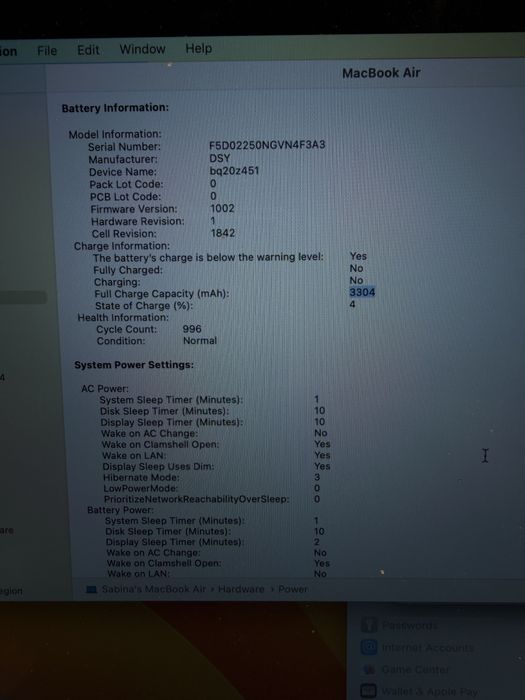 Macbook Air Intel Core i3, 2020, 8GB, SSD 256