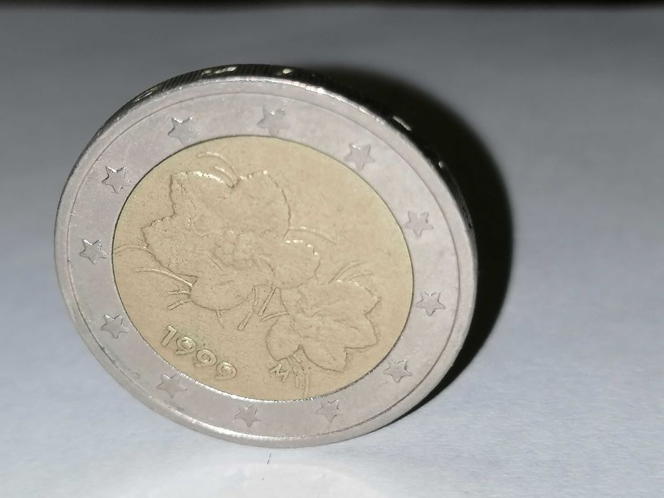 Moeda de 2€ de 1999 da Finlândia - Rara com defeito