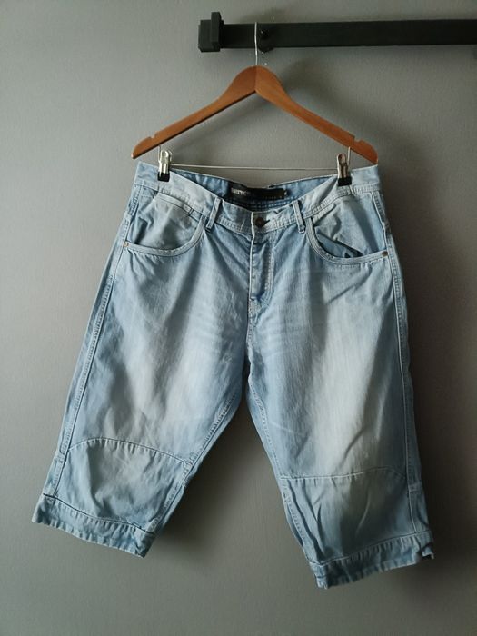 Bermudy jeansowe 3/4 Y2K baggy light blue washed Frank Q XL