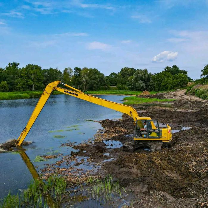 kopanie stawów ,koparka long ,długie ramie, czyszczenie stawu