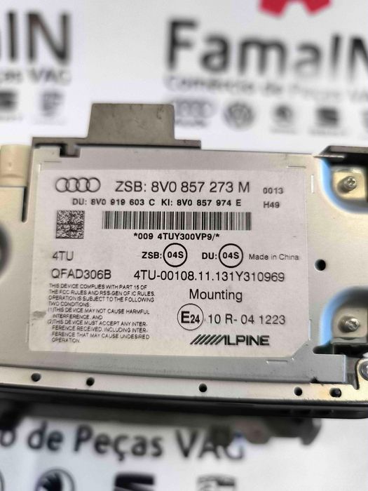 Display / Ecrã de Informações AUDI A3 1.6 TDI (77 kW / 105 cv) [10.2012 - 05.2015] 8V0857273M (OEM) | 8V0919603C (OEM) | 8V0857974E (OEM)