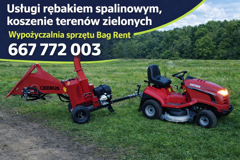 Usługa rębakiem spalinowym, koszenie terenów zielonych, wycinka drzew