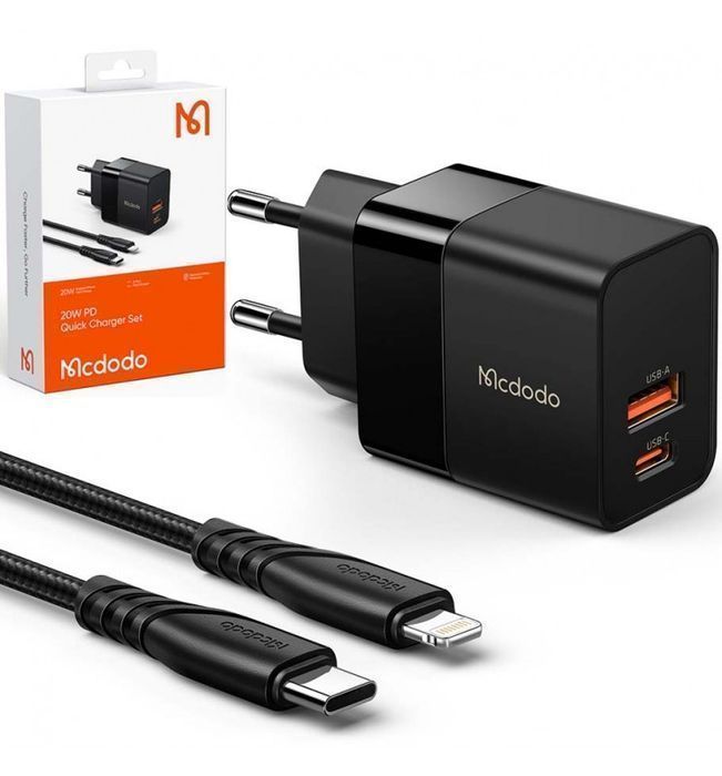 Ładowarka sieciowa Mcdodo CH-1952 USB + USB-C, 20W + kabel USB-C do