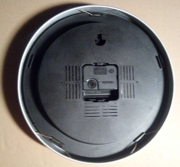 Relógio de parede redondo — rebordo em alumínio escovado (diâm.=25 cm)