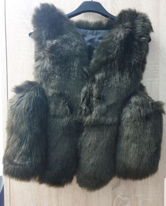 Futro kamizelka zielone S Nowe