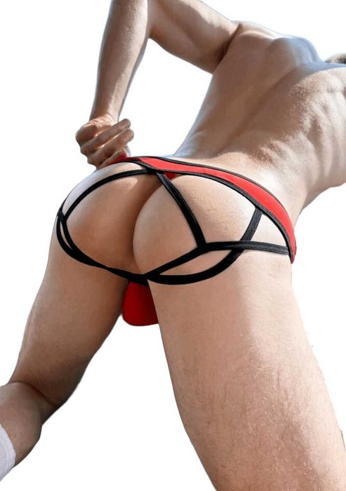 Męskia bielizna jockstrap z paskami z tyłu M