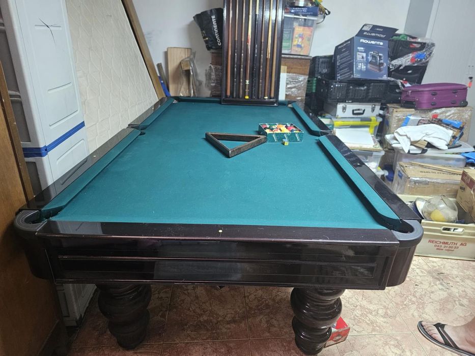 Mesa de Bilhar em Ardósia + Tacos + Bolas – Completa