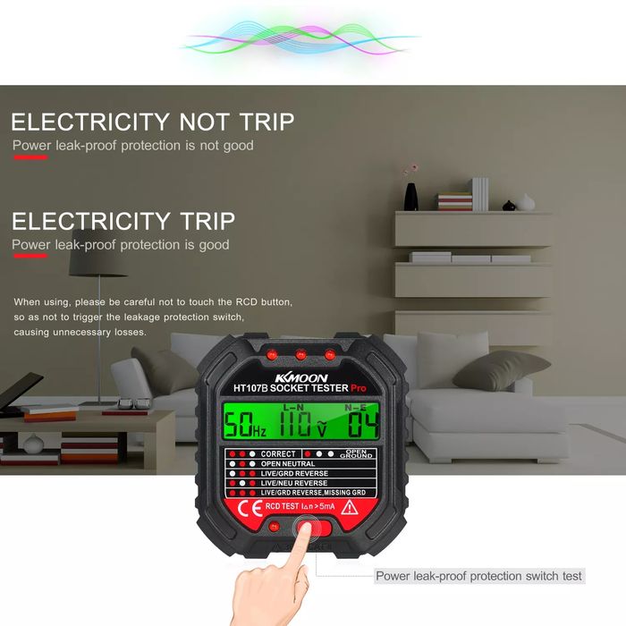 Testador tomada eléctrica portátil