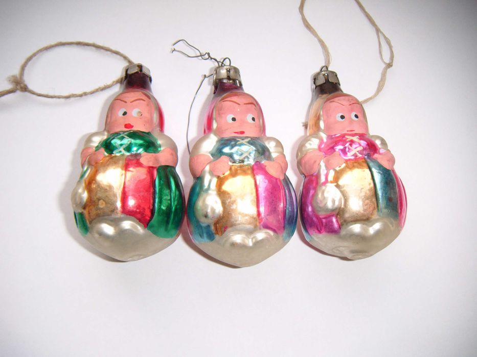Babuszki łowiczanki - bombki PRL (3sztuki)