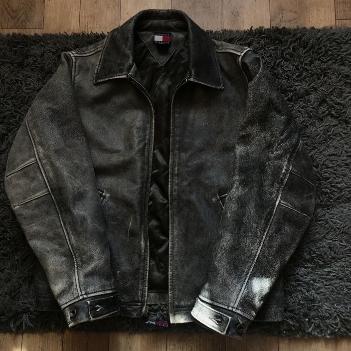 Tommy Hilfiger vintage leather jacket косуха M y2k opium indie sleaze