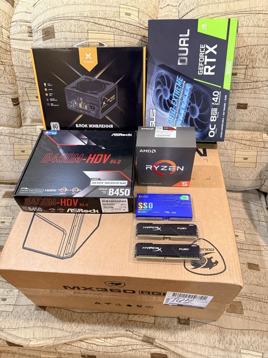 Компьютер Ігровий Ягуар Ryzen 5+16 ddr4+ssd м2+RTX 3050 8gb