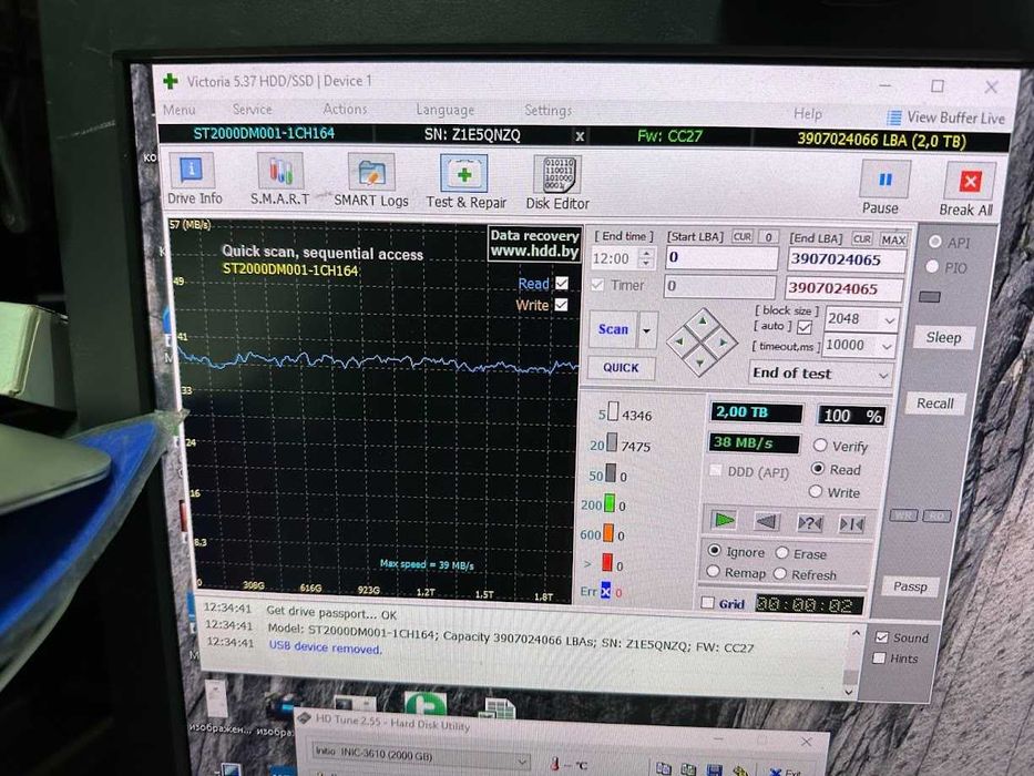 Жесткий диск Винчестер HDD 2 Tb / Тб Seagate ST2000DM001 3.5" SATA