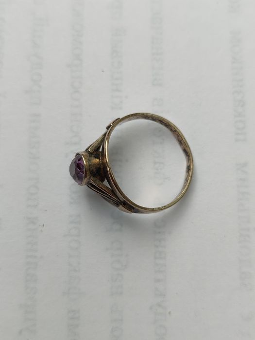 Кольцо серебро позолота с александритом