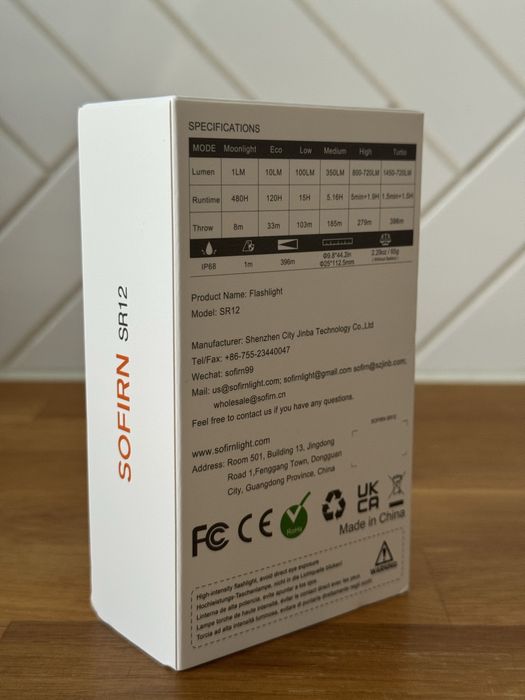 Latarka miotaczowa Sofirn SR12 1450 lm z akumulatorem 18650
