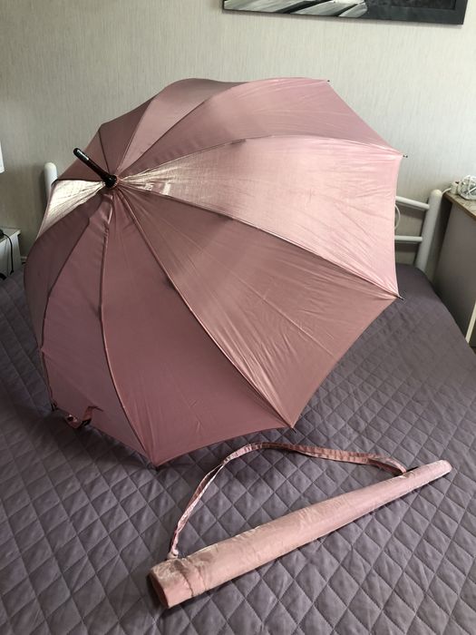 Прочный розовый большой перламутровый зонт трость парасолька