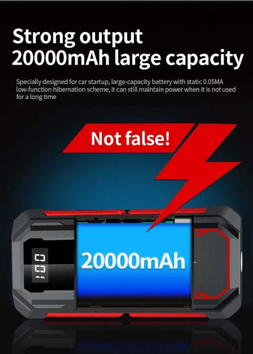 Booster Arranque Baterias 12V  1500A Power Bank USB 20.000 mAh (NOVO)