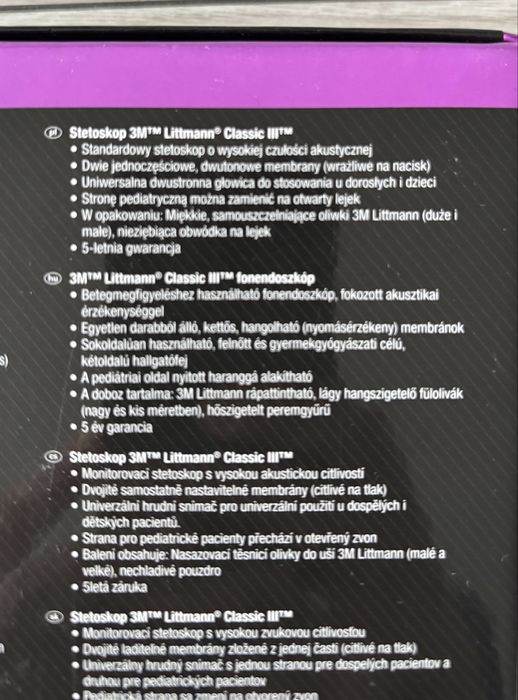 Stetoskop 3M Littmann Classic III Stethoscope firmy 3M.