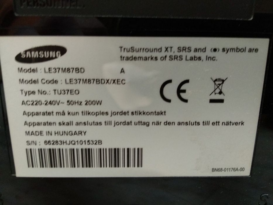 Televisão Samsung LCD 37'' - Para arranjo ou peças