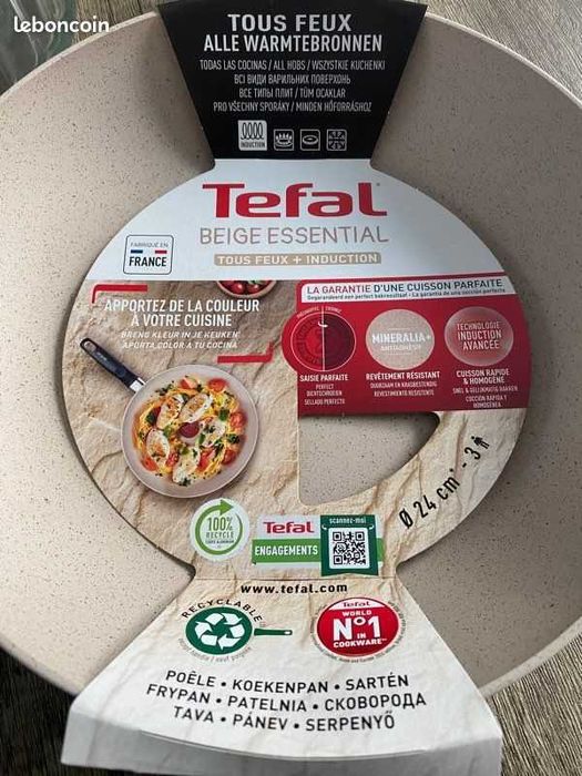 Patelnia Tradycyjna TEFAL BEIGE ESSENTIAL Non-stick 24 cm INDUKCJA !!!