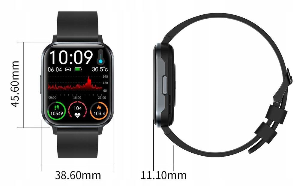 zegarek smartwatch ciśnienie puls rozmowy pol menu