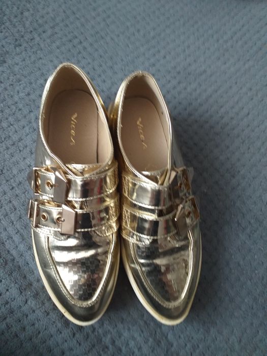 Mokasyny damskie złote 37