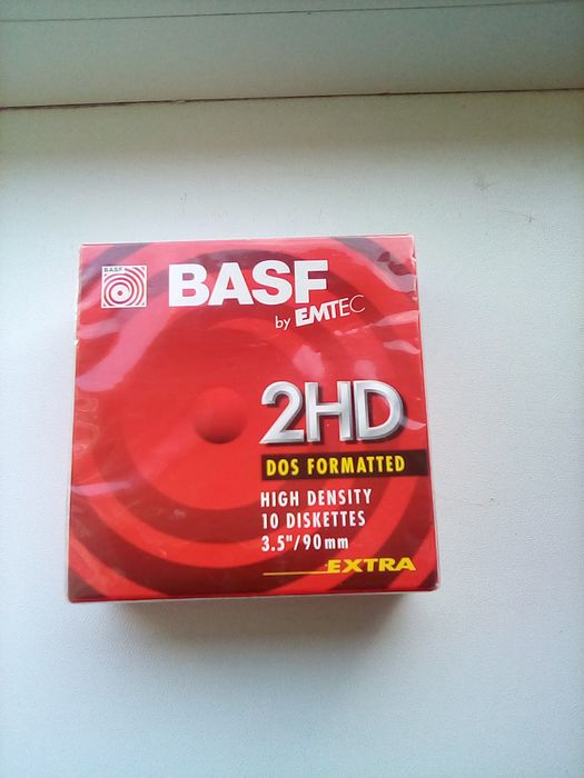 Дискети BASF 2HD 3.5"/90mm EXTRA( 10шт, нові, в заводській  плівці).