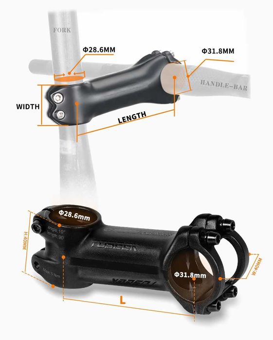 Вынос руля велосипеда TOSEEK (35 градусов, 100 мм)