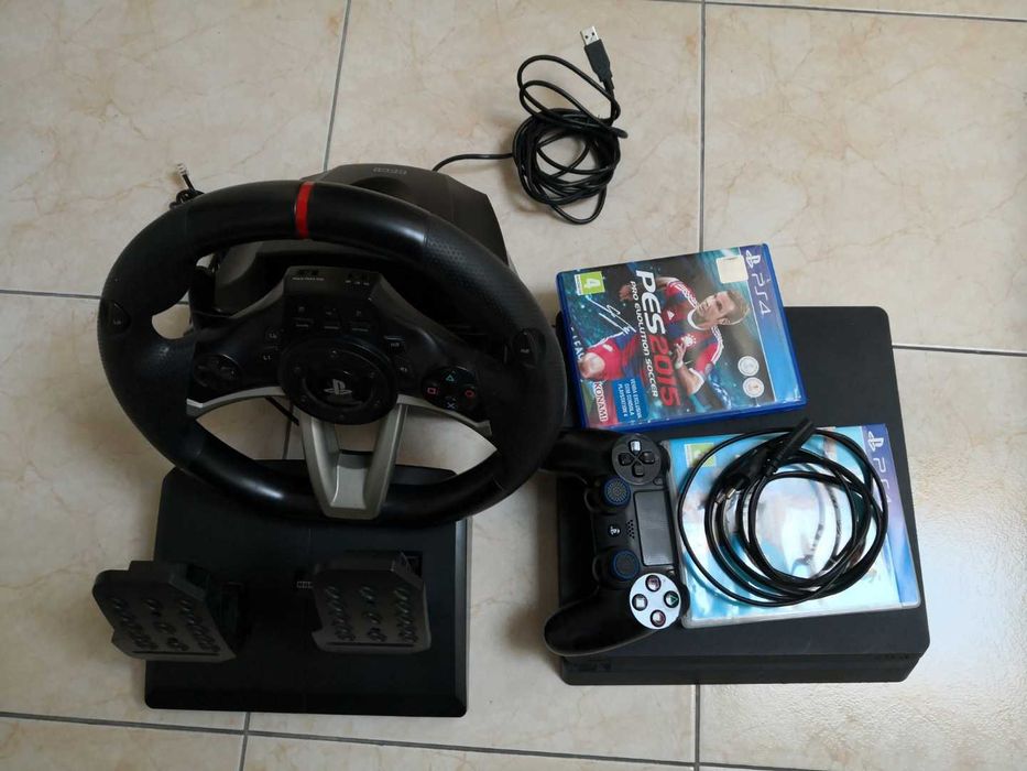 PS4 Slim 500gb;1comando;garantia;+volante/pedais Hori PS4;ler anuncio