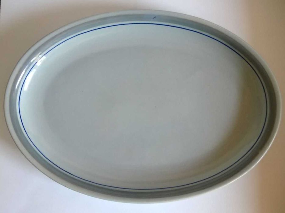 Duży półmisek owalny 33 cm szaroniebieski patera porcelit Pruszków