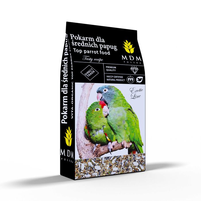 MDM PŚ-BS „Fit Parrot” Vita-Organic dla średnich papug bez słoneczników i orzechów