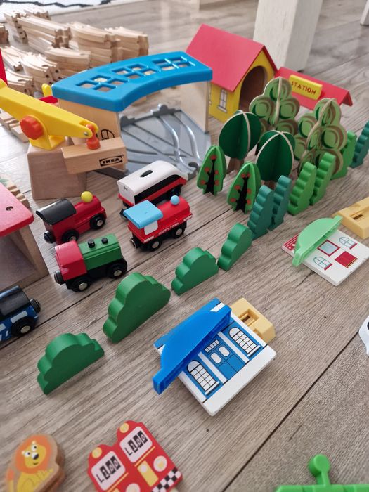 Drewniana kolejka 184 elementy drewniane tory