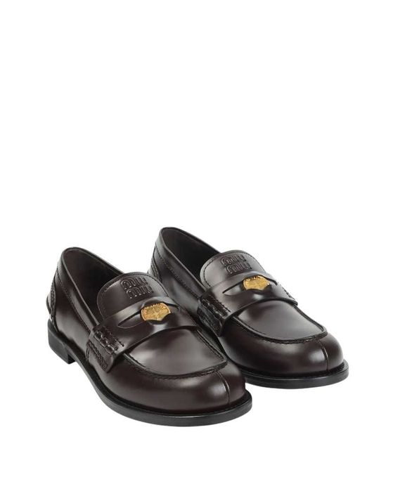 Лофери Miu Miu Patent Leather Penny Loafers Dark Brown