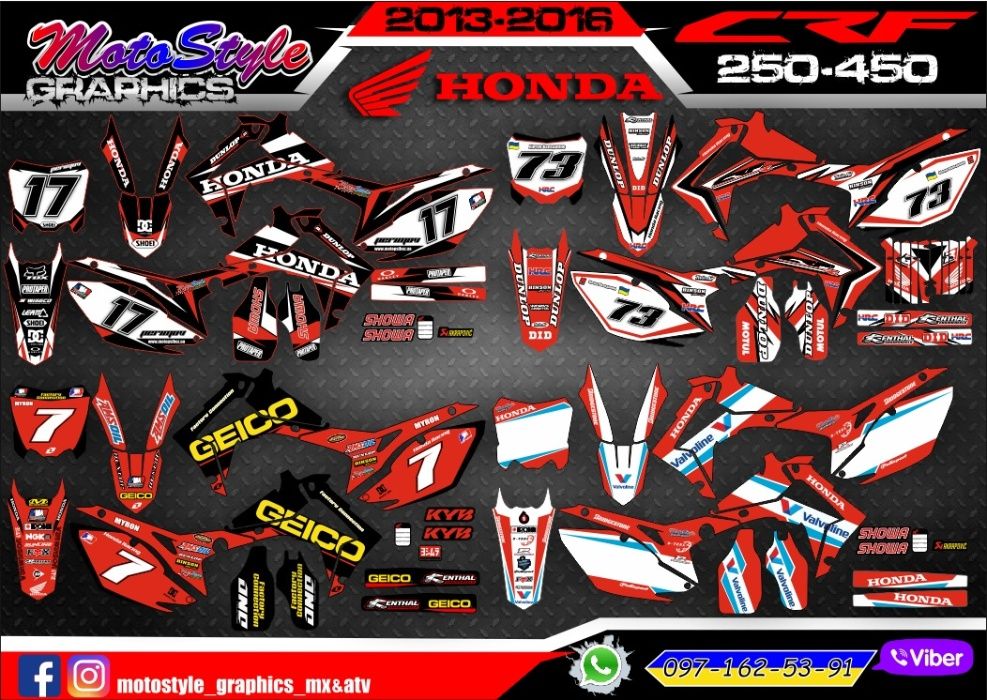 Оригинальные толстые наклейки мото KTM SXF EXC YAMAHA YZF HONDA CRF KX