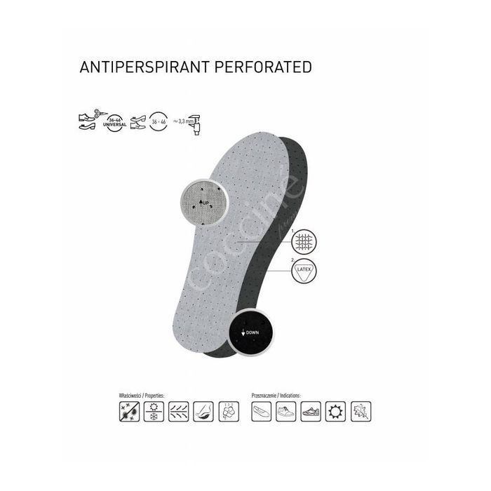 r.45 - Wkładki do butów przeciwpotliwe perforowane Coccine