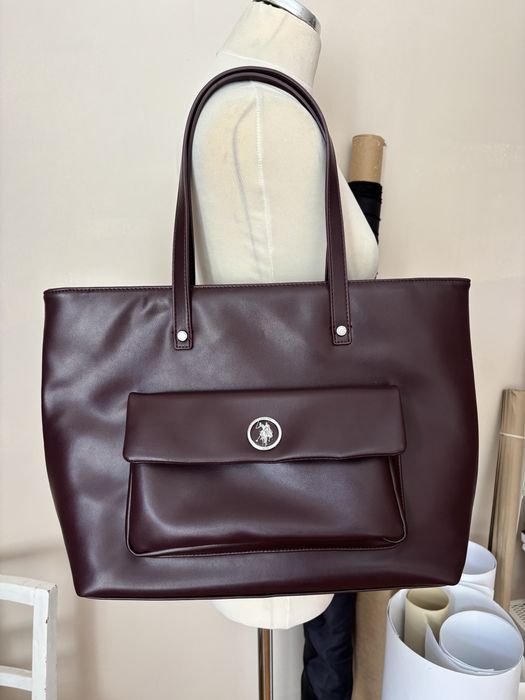 Duża torba shopper U.S. Polo Assn. burgundowa A4