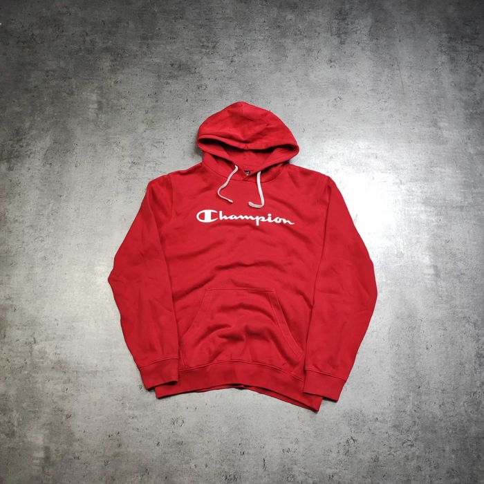 MĘSKA Bluza Kaptur PREMIUM czerwona Duże Logo Casual Sport Champion