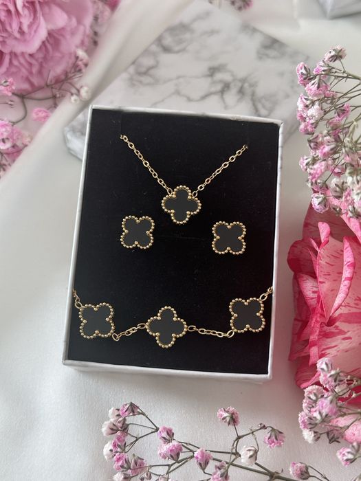 Zestaw biżuterii konczynki czarne S stal chirurgiczna