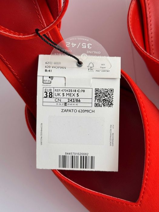 Червоні туфлі на підборах Mango, 38 розмір, нові