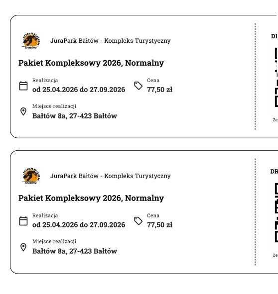 Sprzedam DWA Bilety do BAŁTOWA na wszystkie atrakcje