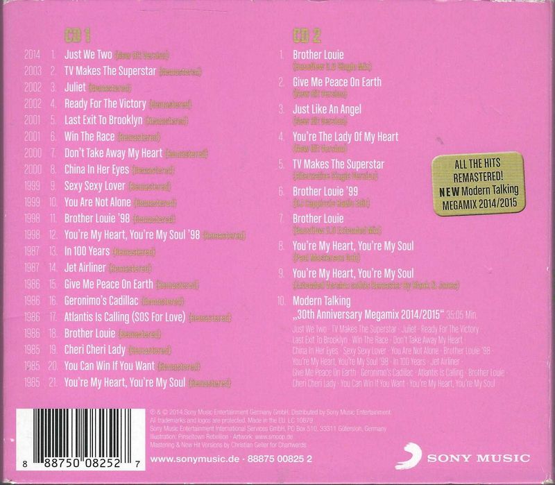 2 CD Modern Talking - 30 (Digipack) (2014) (Sony Music)
