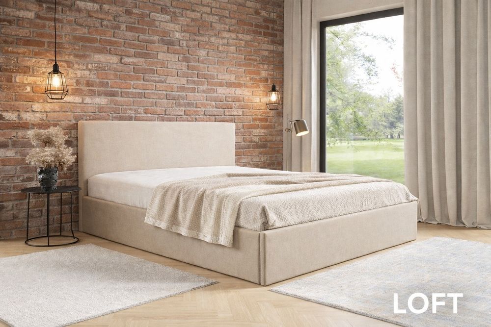 Eleganckie łóżko tapicerowane | Wysokie wezgłowie | PROMOCJA