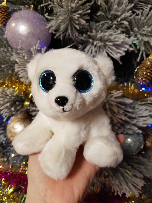 TY Beanie Boos глазастик белый мишка, полярный медведь ARI 15 см