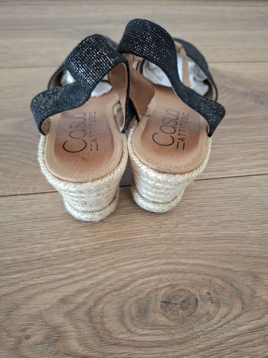Czarne lekki sandały espadryle na platformie 38 Casual Attitude
