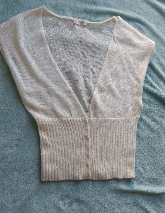 Kamizelka z moherem bezrękawnik kremowy r.S/M