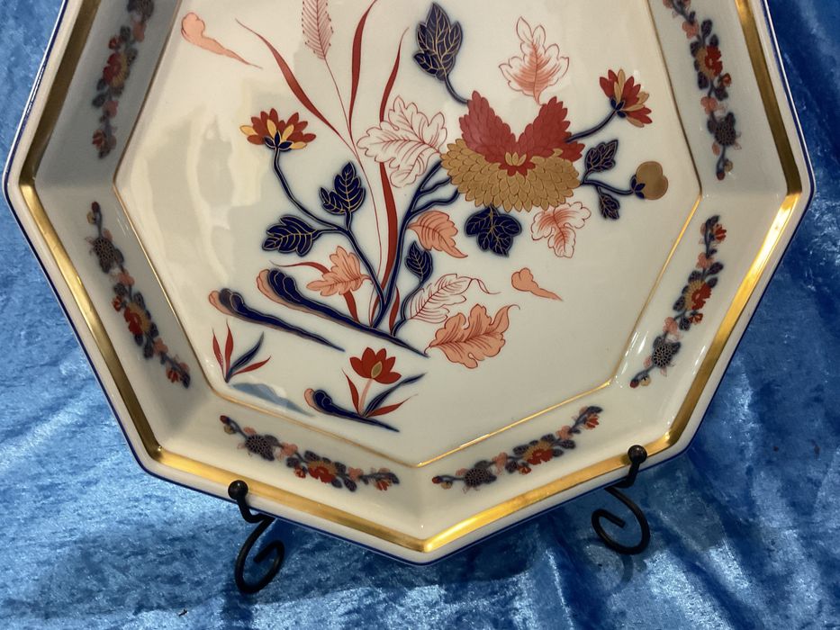 Vista alegre grande prato oitavado porcelana pintura manu,