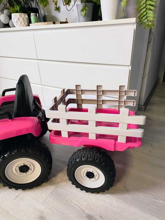 Traktor z przyczepą na akumulator różowy prezent pilot zabawka Okazja!