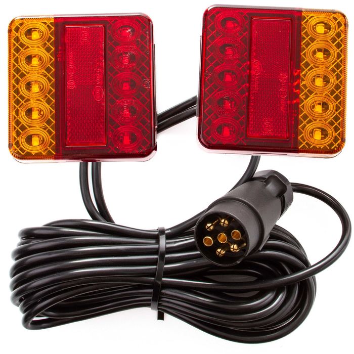 Zestaw świateł lamp lampy DO PRZYCZEPKI MAGNES Z MAGNESEM 7,5m E9 E4 led