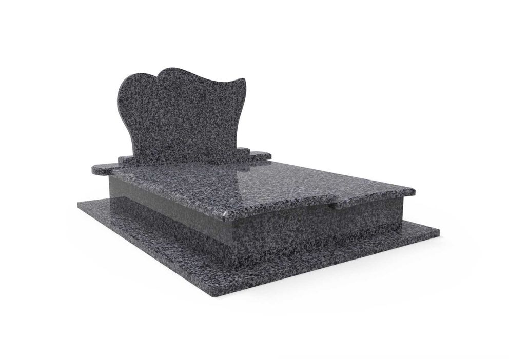 Nagrobek Granitowy Podwójny Ciemny Pomnik Piękny Grafit Zaokrąglony