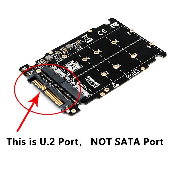 M.2 SSD to U.2 2-in-1 Adapter, M.2 NVMe SATA-Bus NGFF SSD to PCI-e U.2